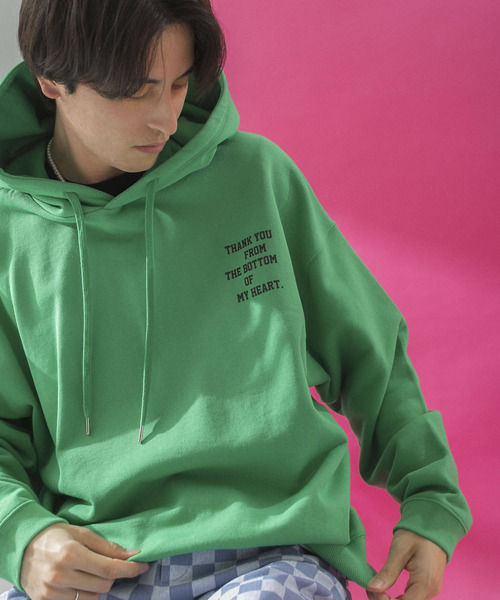 HEYUMM（ヘユム）の「裏毛チビロゴフーディー（スウェット・レディース・アイボリー/グリーン/チャコールグレー・ONE）」の21枚目の写真