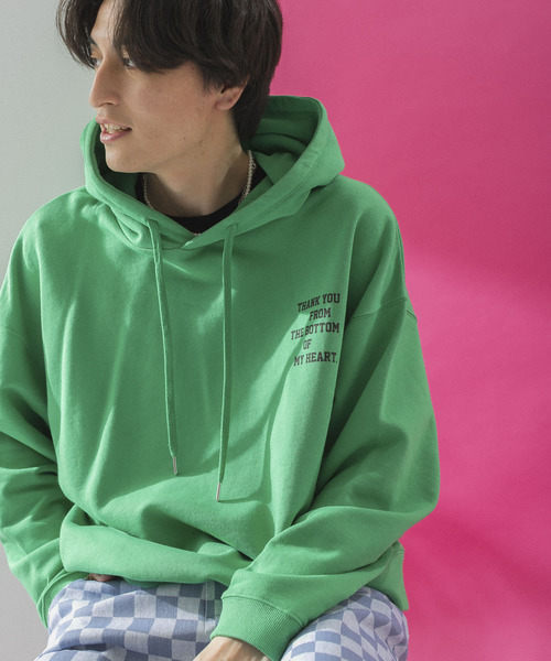 HEYUMM（ヘユム）の「裏毛チビロゴフーディー（スウェット・レディース・アイボリー/グリーン/チャコールグレー・ONE）」の22枚目の写真