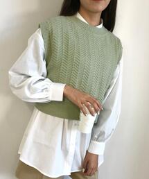 透かしニットベストセット