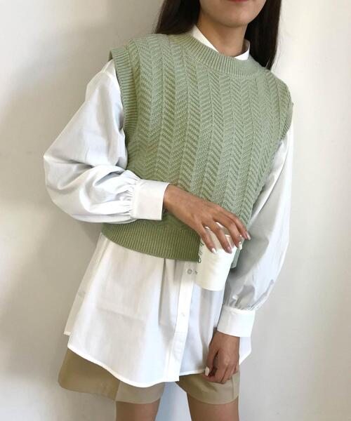 INGNI(イング)の「透かしニットベストセット(ニット/セーター・レディース・ブラック/ミント/グレー系その他/アイボリー・M)」の8枚目の写真