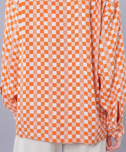 JANESMITH(ジェーンスミス)の「【JANE SMITH(ジェーンスミス)】チェックジャガードオープンカラーシャツ 22SSH-#113L(シャツ/ブラウス・レディース・オレンジ・36)」の12枚目の写真