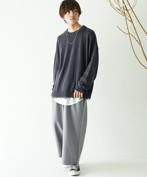 NUMBER (NINE) ダメージ加工オーバーサイズニット セール】【neos -addictive design-】オーバーサイズ ラーベン