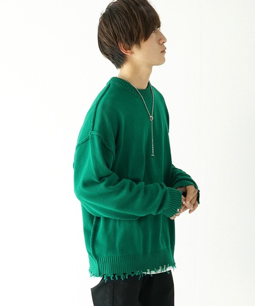 NUMBER (NINE) ダメージ加工オーバーサイズニット デザインZIPダメージオーバーニット – WEGO ONLINE STORE