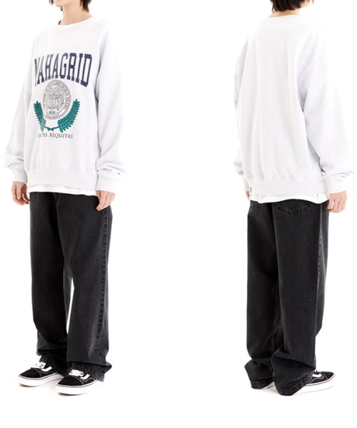 MAHAGRID(マハグリッド)の「『mahagrid/マハグリッド』LAUREL SWEATSHIRT/ローレル フロントデザイン スウェットシャツ ロングスリーブ 長袖(スウェット・メンズ・ライトグレー/ブルー・M/L)」の8枚目の写真