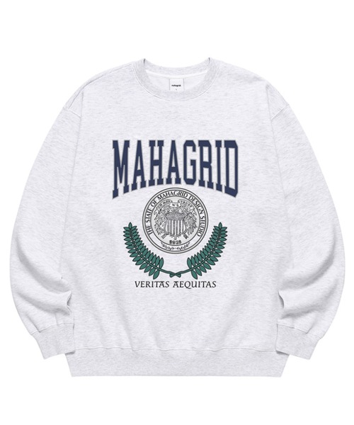 MAHAGRID(マハグリッド)の「『mahagrid/マハグリッド』LAUREL SWEATSHIRT/ローレル フロントデザイン スウェットシャツ ロングスリーブ 長袖(スウェット・メンズ・ライトグレー/ブルー・M/L)」の12枚目の写真