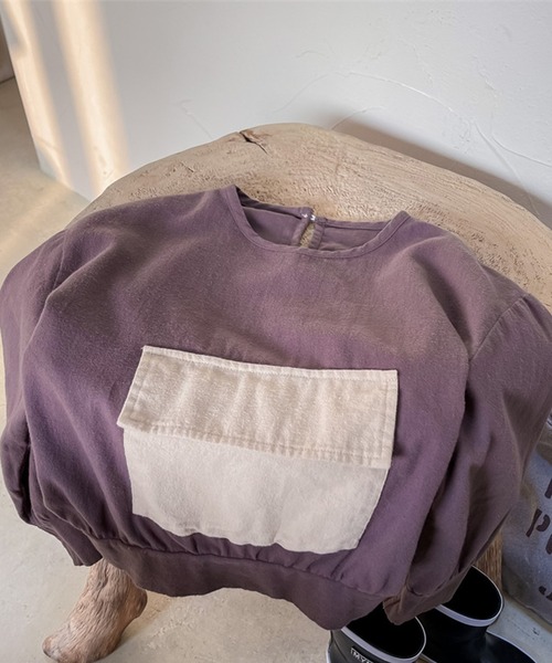 aimoha(アイモハ)の「aimoha-KIDS- 可愛いビッグポケットトップス(Tシャツ/カットソー・キッズ・ダークグレー/ベージュ・110/90/100/80/120/130)」の13枚目の写真