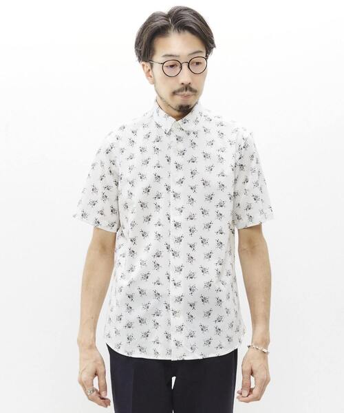 MEN'S MELROSE(メンズメルローズ)の「ジャージプリントレギュラーカラー半袖シャツ(シャツ/ブラウス・メンズ・ベージュ/ホワイト/ブルー・4/2/3)」の15枚目の写真