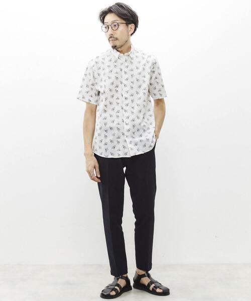 MEN'S MELROSE(メンズメルローズ)の「ジャージプリントレギュラーカラー半袖シャツ(シャツ/ブラウス・メンズ・ベージュ/ホワイト/ブルー・4/2/3)」の5枚目の写真