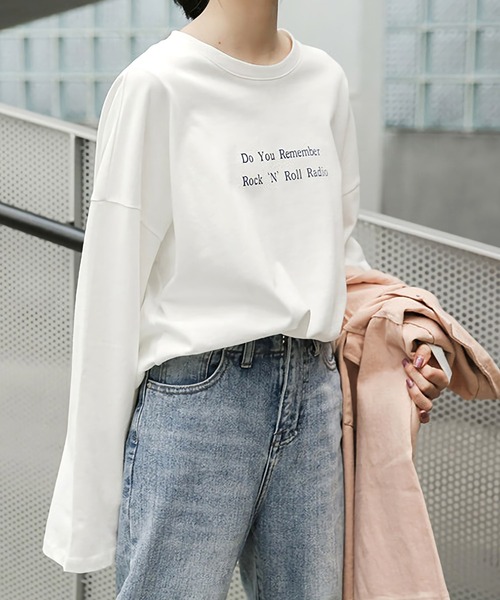 Dita Muaj.（ディータムアージュ）の「ドロップショルダー フロントプリント ロングTシャツ（Tシャツ/カットソー・レディース・ホワイト/アイボリー・FREE）」の2枚目の写真