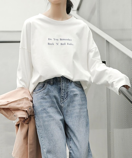 Dita Muaj.（ディータムアージュ）の「ドロップショルダー フロントプリント ロングTシャツ（Tシャツ/カットソー・レディース・ホワイト/アイボリー・FREE）」の3枚目の写真