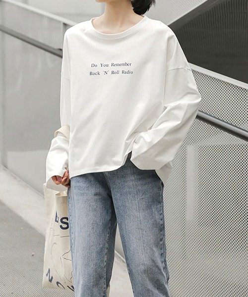 Dita Muaj.（ディータムアージュ）の「ドロップショルダー フロントプリント ロングTシャツ（Tシャツ/カットソー・レディース・ホワイト/アイボリー・FREE）」の4枚目の写真