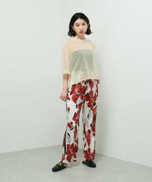 Lui's（ルイス）の「ビッグフラワープリントラインパンツ（スラックス・レディース・ホワイト/グリーン・FREE）」の14枚目の写真