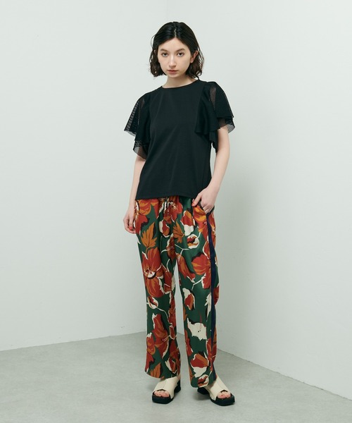 Lui's（ルイス）の「ビッグフラワープリントラインパンツ（スラックス・レディース・ホワイト/グリーン・FREE）」の17枚目の写真