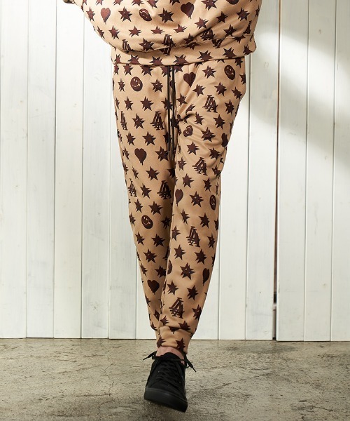 mp10098-スターグラム柄マイクリフリース クロップドパンツ