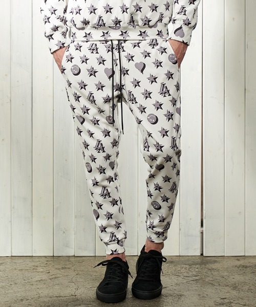 mp10098-スターグラム柄マイクリフリース クロップドパンツ