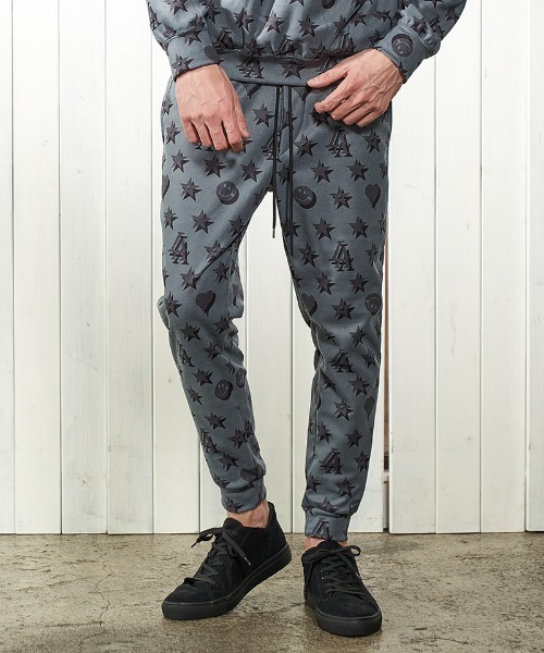 mp10098-スターグラム柄マイクリフリース クロップドパンツ