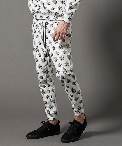 mp10098-スターグラム柄マイクリフリース クロップドパンツ