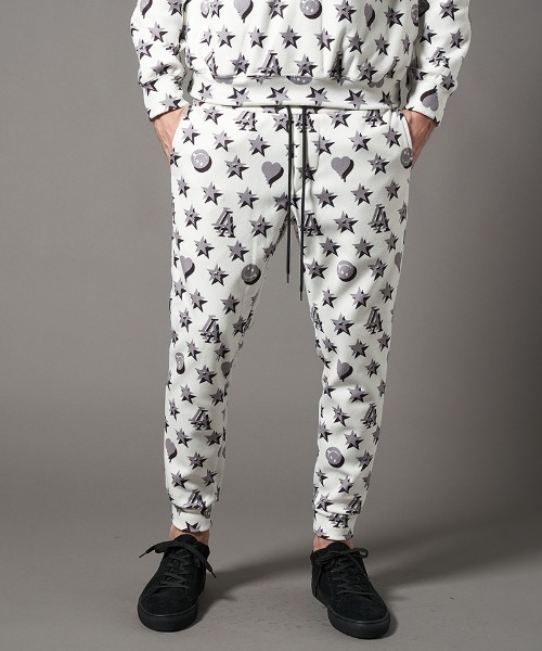 mp10098-スターグラム柄マイクリフリース クロップドパンツ