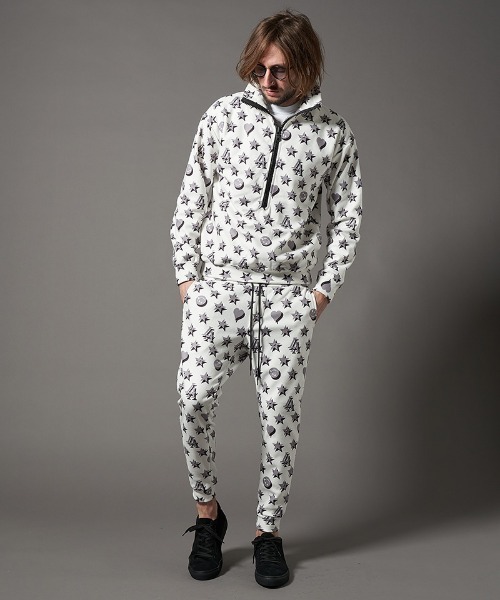 mp10098-スターグラム柄マイクリフリース クロップドパンツ