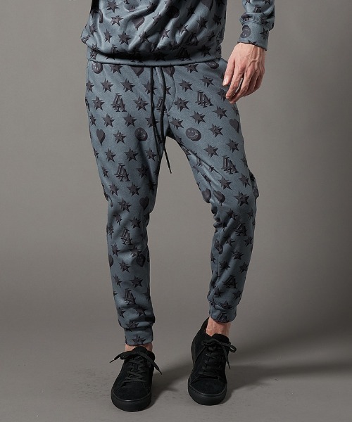 mp10098-スターグラム柄マイクリフリース クロップドパンツ