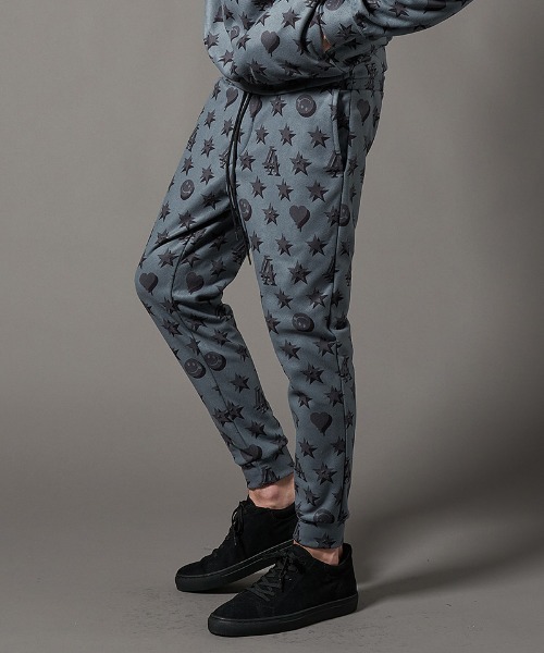 mp10098-スターグラム柄マイクリフリース クロップドパンツ