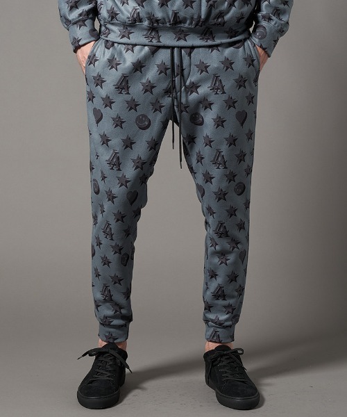 mp10098-スターグラム柄マイクリフリース クロップドパンツ