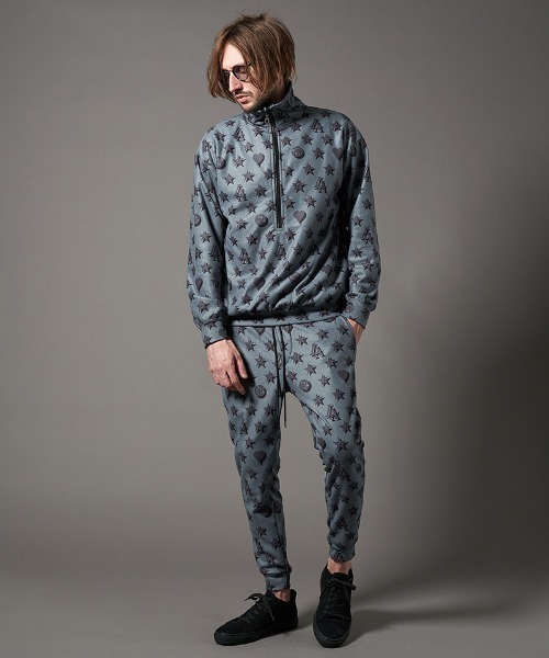 mp10098-スターグラム柄マイクリフリース クロップドパンツ