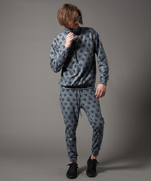 mp10098-スターグラム柄マイクリフリース クロップドパンツ