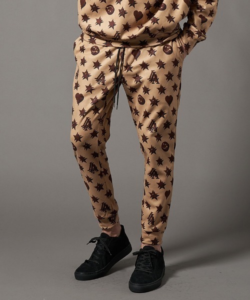 mp10098-スターグラム柄マイクリフリース クロップドパンツ