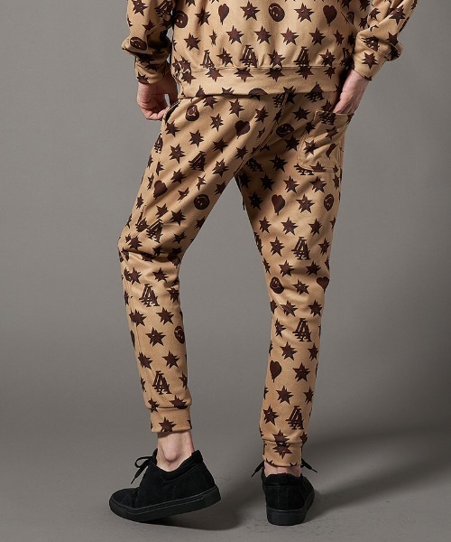 mp10098-スターグラム柄マイクリフリース クロップドパンツ