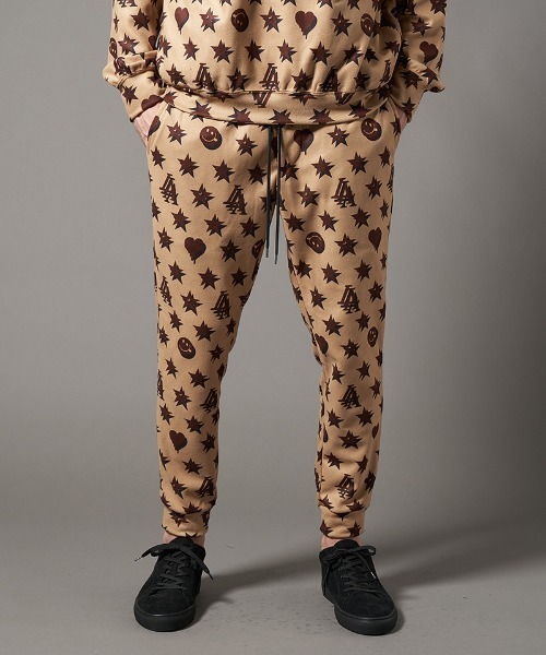 mp10098-スターグラム柄マイクリフリース クロップドパンツ
