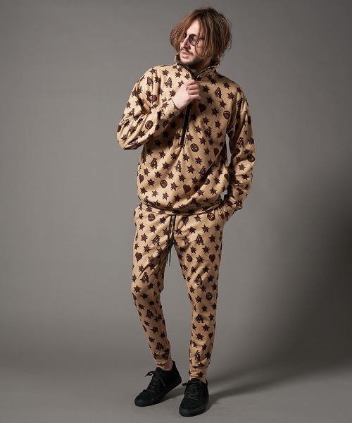 mp10098-スターグラム柄マイクリフリース クロップドパンツ