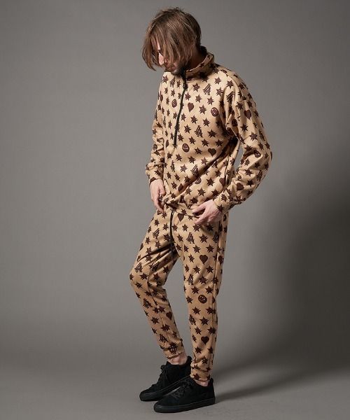 mp10098-スターグラム柄マイクリフリース クロップドパンツ