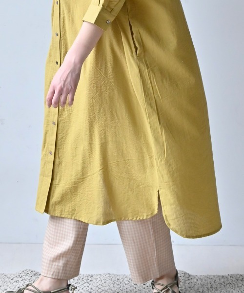 LUPILIEN(ルピリアン)の「MADE IN INDIA ◇シアサッカー シャツワンピース(ワンピース・レディース・チャコールグレー/オフホワイト/イエロー/グリーン・FREE)」の17枚目の写真