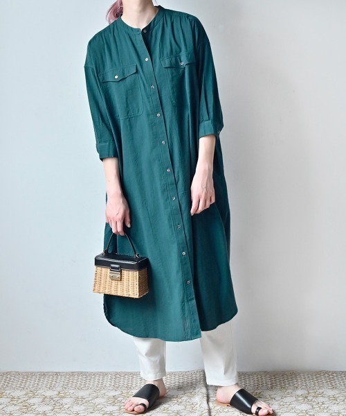 LUPILIEN(ルピリアン)の「MADE IN INDIA ◇シアサッカー シャツワンピース(ワンピース・レディース・チャコールグレー/オフホワイト/イエロー/グリーン・FREE)」の20枚目の写真