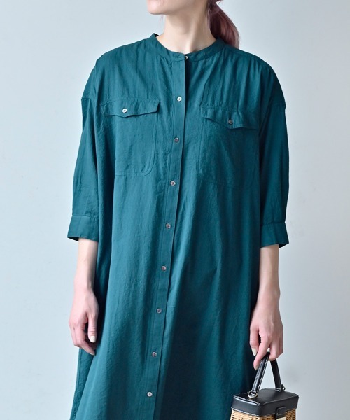LUPILIEN(ルピリアン)の「MADE IN INDIA ◇シアサッカー シャツワンピース(ワンピース・レディース・チャコールグレー/オフホワイト/イエロー/グリーン・FREE)」の18枚目の写真