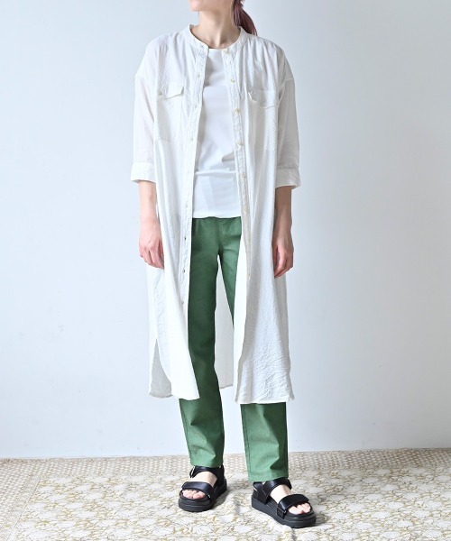 LUPILIEN(ルピリアン)の「MADE IN INDIA ◇シアサッカー シャツワンピース(ワンピース・レディース・チャコールグレー/オフホワイト/イエロー/グリーン・FREE)」の7枚目の写真