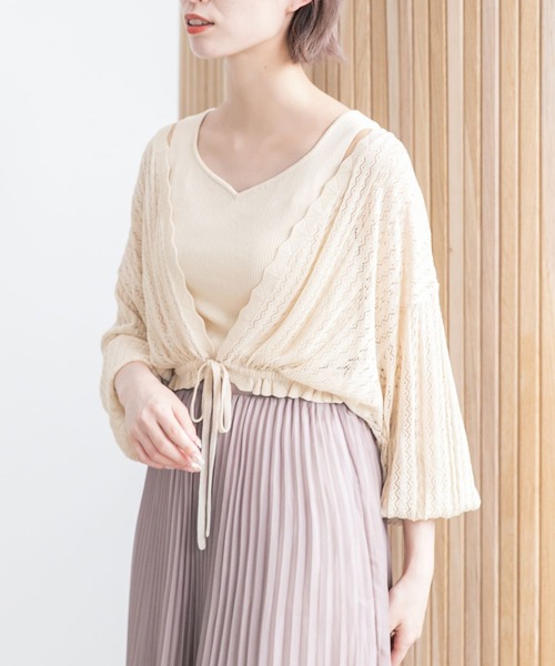 mysty woman(ミスティウーマン)の「ツインニットカーデタンクセット 294768(アンサンブル・レディース・ブラック/パープル/イエロー/グリーン/アイボリー/モカ・FREE)」の10枚目の写真