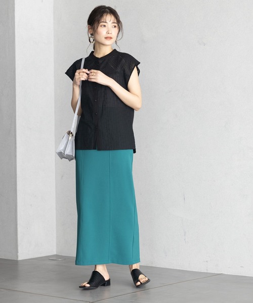 GeeRA（ジーラ）の「刺しゅうレースフレンチ袖ブラウス（シャツ/ブラウス・レディース・オフホワイト/ブラック・LARGE/MEDIUM）」の4枚目の写真