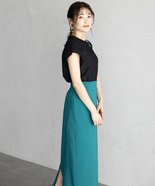 GeeRA（ジーラ）の「刺しゅうレースフレンチ袖ブラウス（シャツ/ブラウス・レディース・オフホワイト/ブラック・LARGE/MEDIUM）」の7枚目の写真