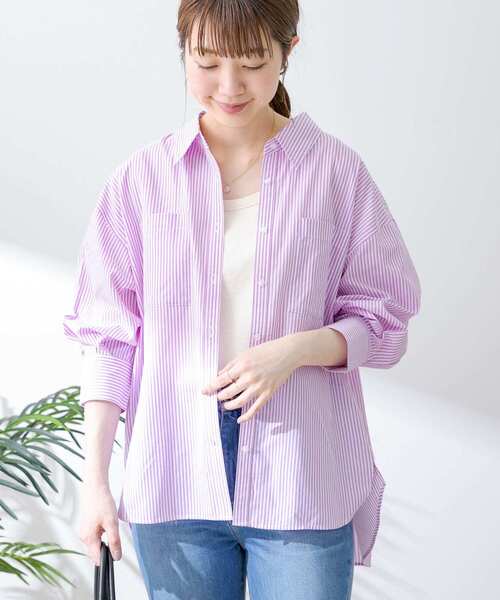 美品✨アーバンリサーチサニーレーベル　リネンオーバーシャツ　ストライプ　ゆったり URBAN RESEARCH Sonny Label（アーバンリサーチサニーレーベル
