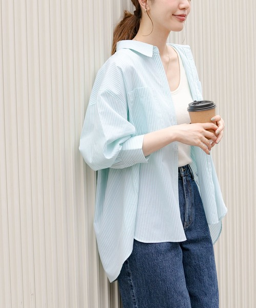URBAN RESEARCH Sonny Label（アーバンリサーチサニーレーベル）の「コットンストライプオーバーシャツ（シャツ/ブラウス・レディース・ブルー/パープル/ミント・FREE）」の11枚目の写真
