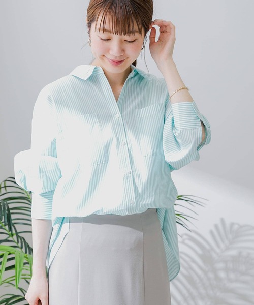 URBAN RESEARCH Sonny Label（アーバンリサーチサニーレーベル）の「コットンストライプオーバーシャツ（シャツ/ブラウス・レディース・ブルー/パープル/ミント・FREE）」の16枚目の写真