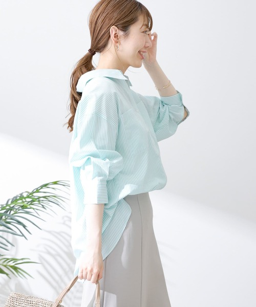 URBAN RESEARCH Sonny Label（アーバンリサーチサニーレーベル）の「コットンストライプオーバーシャツ（シャツ/ブラウス・レディース・ブルー/パープル/ミント・FREE）」の20枚目の写真