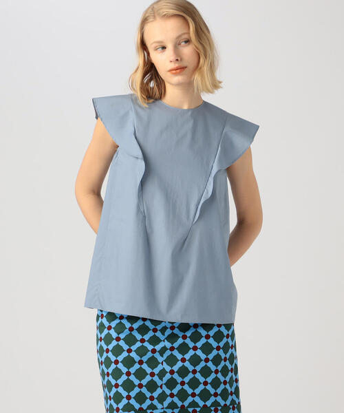 TOMORROWLAND (トゥモローランド)の「プロセスドコットン フリルスリーブブラウス(シャツ/ブラウス・レディース・ホワイト/シャーベット/サックスブルー・36)」の3枚目の写真