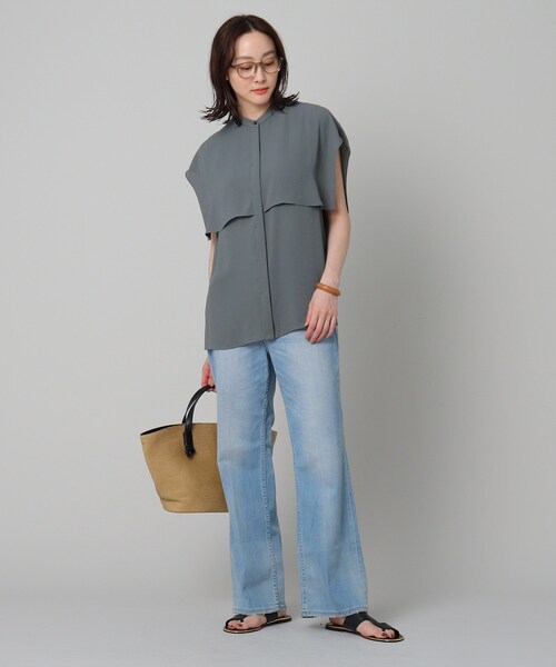 UNTITLED（アンタイトル）の「◆【オンオフどちらも】マオカラーブラウス（シャツ/ブラウス・レディース・ライトベージュ/ブラック/カーキ/ターコイズブルー・48/04/50/44/00/02）」の21枚目の写真