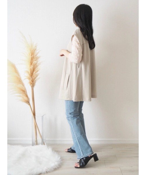 Green　Parks（グリーンパークス）の「natsumi-wearプロデュースアイテム　ジョーゼットダブルボタンベスト（ベスト・レディース・ライトグレー/ブラック/ベージュ・FREE）」の16枚目の写真