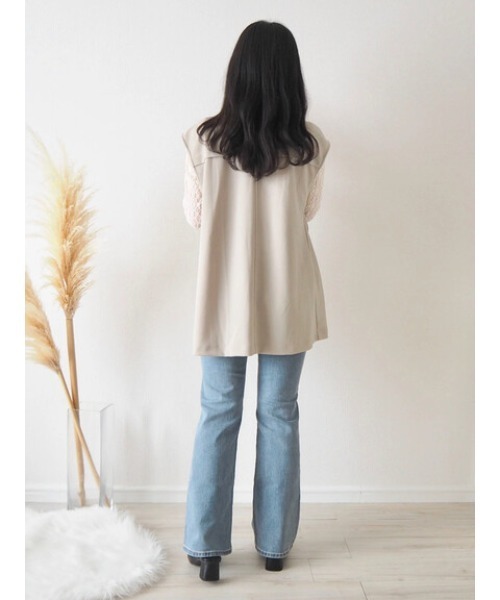 Green　Parks（グリーンパークス）の「natsumi-wearプロデュースアイテム　ジョーゼットダブルボタンベスト（ベスト・レディース・ライトグレー/ブラック/ベージュ・FREE）」の17枚目の写真