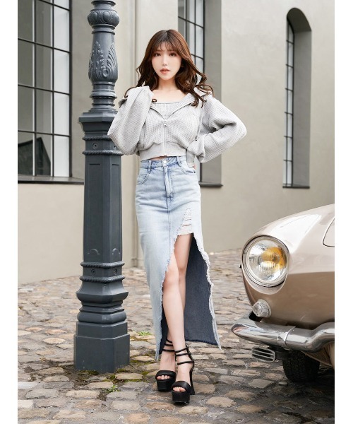 Darich(ダーリッチ)の「ハードダメージデニムスカート(デニムスカート・レディース・ネイビー・S/M)」の9枚目の写真