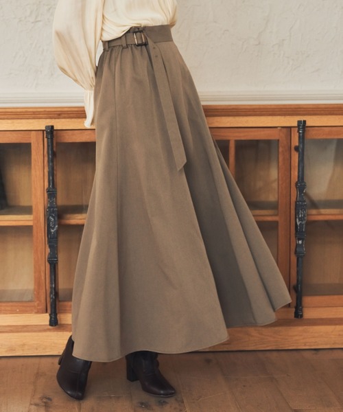 mysty woman（ミスティウーマン）の「【WEB限定アイテム】サイドギャザーフレアスカート 353943（スカート・レディース・ブラウン/ベージュ/ブラック・FREE）」の2枚目の写真